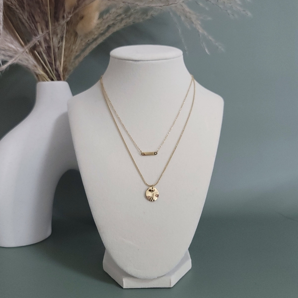 Stainless steel gold tone layered necklace